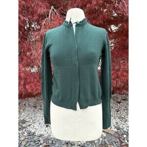 Brunello Cucinelli Women Cashmere Cardigan Sweater Deep Green Snap Front Size M